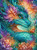 Elegant blue dragon surrounded by colorful flowers and botanical details in a fantasy garden setting.