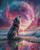 Cosmic Moon Wolf ©Anny AI – Licensed Diamond Art Kit - Made to Order