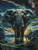 Midnight Elephant Crossing ©Sakura - Licensed Diamond Art Kit - Made to Order