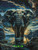 Midnight Elephant Crossing ©Sakura - Licensed Diamond Art Kit - Made to Order