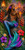 Polynesian-inspired merman with tribal tattoos, glowing torch, tropical flowers, and volcanic island sunset with vibrant teal and purple mermaid tail