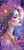 Elegant woman with jeweled headdress, pink flowers, and moonlit background.