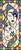 Elegant stained glass masquerade masks in Mardi Gras colors with flowing ribbon details and decorative geometric borders.