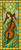 Peaceful stained glass angel playing a cello with flowing green robes, musical notes, and glowing celestial background.