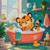 Tiger Bathtime ©1000 No Kotoba – Licensed Diamond Art Kit - Made to Order