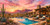 Luxury Southwestern ranch with turquoise pool, desert mesas, cactus, agave, horse pasture and pink-gold sunset by Kelly Reins.