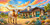 Texas longhorn with sweeping horns standing before a modern stone and timber ranch house with turquoise door by Kelly Reins.