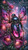 Glossy black fantasy beetle with luminous pink galaxy markings and translucent pink wings surrounded by glowing flowers.