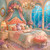 Elegant underwater bedroom with coral bed, pink roses, shell pillows, chandelier, tropical fish, and colorful coral beyond large ocean windows.