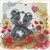 Poppy Meadow Daydream Whimsical Skunk © Kelly Reins 100% Hand-Rendered — Ready to Ship - All Mermaid Dust-Diamond Art Kit 40 x 40 CM