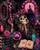Darkest Magic Therapy featuring a gothic skeleton witch surrounded by pink roses, potion bottles, spell books, candles, crystal ball and a moonlit castle.