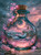 Moonlit Tidal Elixir diamond art by Sandrietta featuring an enchanted ocean potion bottle with a crescent moon, lighthouse, glowing jellyfish, pink coral and magical flowers.
