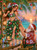 Santa's Tropical Helper by Finira Art tropical Christmas Diamond Art Kit featuring Santa decorating an island fairy beside a glowing ocean sunset.