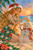 Sandy Snowman Christmas by Finira Art tropical beach Christmas Diamond Art Kit with woman decorating a sand snowman with seashells and starfish.