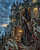 Mistress of the Mourning House by ManuVany AI featuring a gothic Victorian woman with a lantern outside a haunted seaside mansion surrounded by skulls, ravens and red roses.