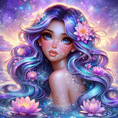 Starlit Lotus Mermaid – Licensed Diamond Art Kit by Dreamy Witch