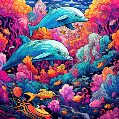 Dolphin Daze Dream – Licensed Diamond Art Kit by ©Cocomarshmallow Art