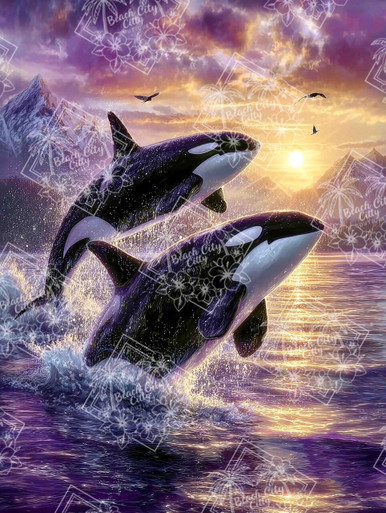 Golden Orca Rise – Licensed Diamond Art Kit by Sandrietta