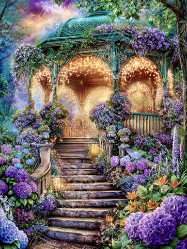 Hidden Garden Gazebo – Licensed Diamond Art Kit by Sandrietta