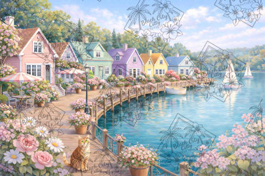 Lakeside Cottage Bliss ©Cocomarshmallow Art – Licensed Diamond Art
