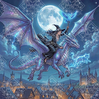 Moonlit Dragon Flight – ©Kristin Schwenke Block Licensed Diamond