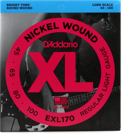 D'Addario EXL170 Nickel Wound Long Scale Bass Guitar Strings, Light (45-100)