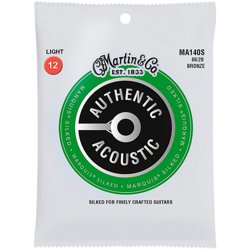 Martin MA140S Marquis Silked 80/20 Bronze Acoustic Guitar Strings, Light (12-54)
