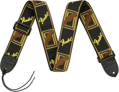 Fender 2" Monogrammed Strap, Black/Yellow/Brown