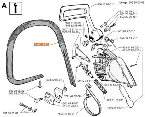 Jonsered 625 630 SUPER II 670 CHAMP top carry handle 503617101