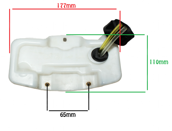 Petrol tank for some Chinese strimmers 26 cc CG260(with 3 holes) Petrol tank for some Chinese strimmers 26 cc CG260(with 3 holes)
