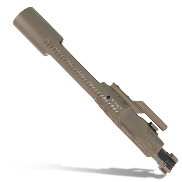 K-SPEC Enhanced AR15 BCG, 7.62x39 , Dual Ejector, Down Vent, Sand Cuts,  FDE PVD, Chrome Lined