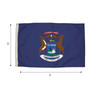 Durawavez Nylon Outdoor Flag with Heading & Grommets, Michigan, 3ft x 5ft Durawavez Nylon Outdoor Flag with Heading & Grommets, Michigan, 3ft x 5ft