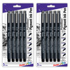 Pointliner Pen, Assorted Sizes, Black Pigment Ink, 5 Per Set, 2 Sets
