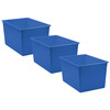 Blue Plastic Multi-Purpose Bin, Pack of 3