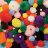 Pom Pons, Bright Hues, Assorted Sizes, 100 Pieces Per Pack, 3 Packs Pom Pons, Bright Hues, Assorted Sizes, 100 Pieces Per Pack, 3 Packs