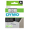 Standard D1 Labeling Tape for LabelManager Label Makers, Black Print on White Tape, 1/2'' W x 23' L, 1 Cartridge
