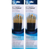 RealValue Brush Set, Gold Taklon Bristles, Short Handle Mixed Media Paintbrush, Dark Blue, 6 Per Set, 2 Sets