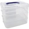 Clear Stackable Storage Containers - 3 Tiers - Pack of 3