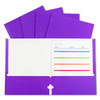 2-Pocket Laminated Paper Portfolios with 3-Hole Punch, Purple, Box of 25
