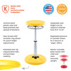 Kids Adjustable Tall Wobble Chair 16.5-24", Yellow