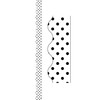 Black Polka Dots on White Scalloped Border Trim, 35 Feet Per Pack, 6 Packs