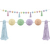 Pastel Pop Pom-Poms and Tassels Garland, 60", Pack of 3