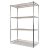 NSF Certified Industrial Four-Shelf Wire Shelving Kit, 48w x 24d x 72h, Silver