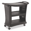 Executive Service Cart, Plastic, 3 Shelves, 300 lb Capacity, 20.33" x 38.9" x 38.9", Black