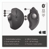 MX Ergo Plus Advanced Wireless Trackball Mouse, 2.4 GHz Frequency/33 ft Wireless Range, Right Hand Use, Black