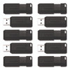 Pinstripe USB 2.0 Flash Drive, 64 GB, Black, 10/Pack