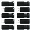 Pinstripe USB 2.0 Flash Drive, 64 GB, Black, 10/Pack