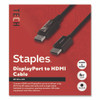 DisplayPort to HDMI Audio/Video Cable, 6 ft, Black