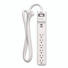 6-Outlet Plus USB Surge Protector, 6 AC Outlets/2 USB Outlets, 4 ft Cord, 1,500 J, White