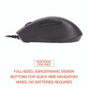 Full-Size Wired Optical Mouse, USB 2.0, Right Hand Use, Black
